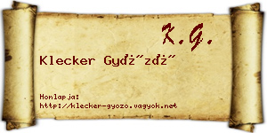 Klecker Győző névjegykártya